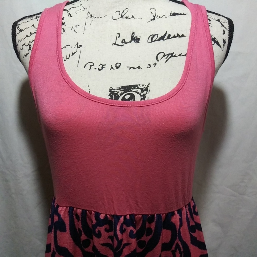 Bellanie coral &black spring print dress 👗